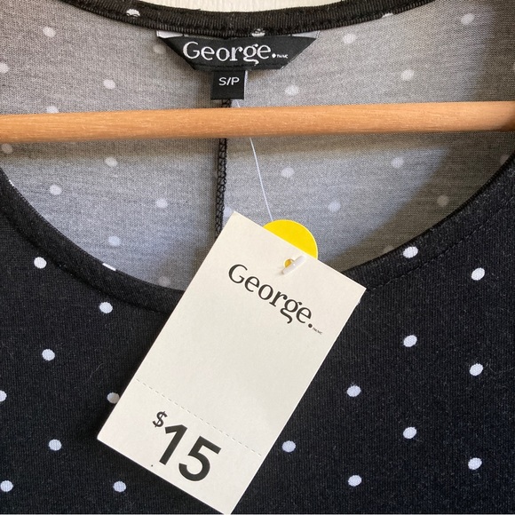 bnwt black and white polka dot stretch tshirt dress | size small - Picture 6 of 7